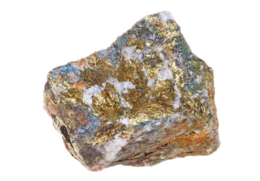 Het mineraal chalcopyriet bevat koper. 