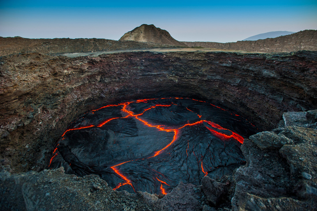 Het lavameer van de Erta Ale vulkaan in Ethiopie.