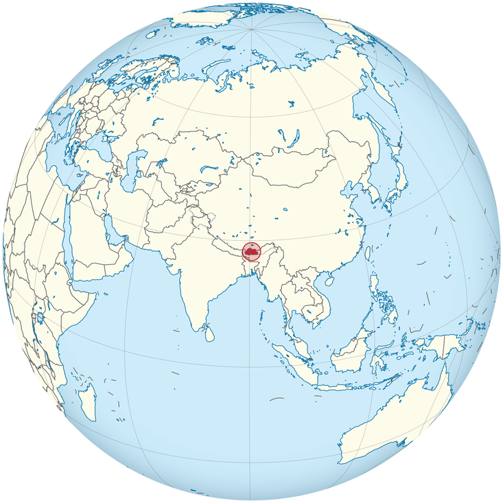 Het koninkrijk Bhutan ligt in het oosten van het Himalayagebergte. 