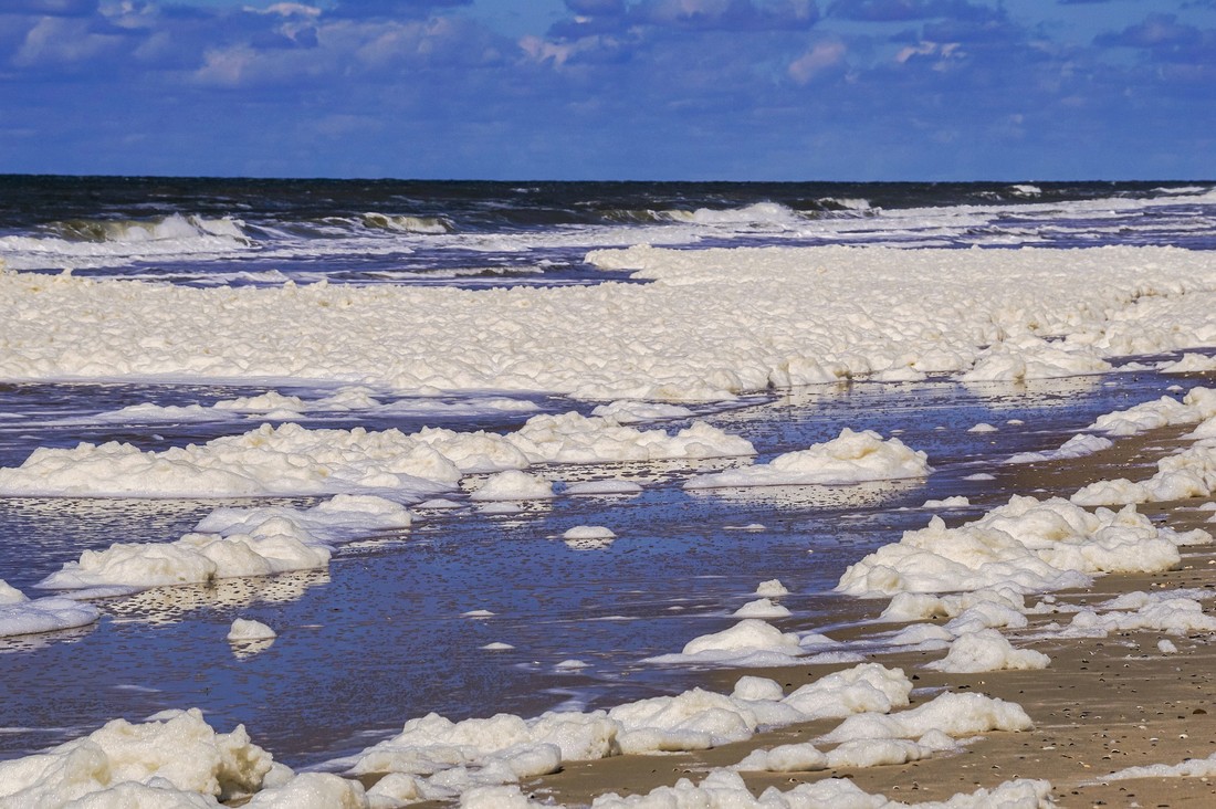 Schuim op het strand