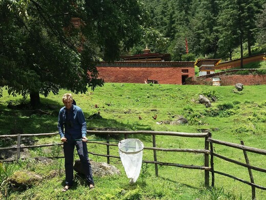 Vincent op veldwerk in Bhutan.