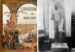 Pithecantropus op de Wereldtentoonstelling in Parijs in 1900.